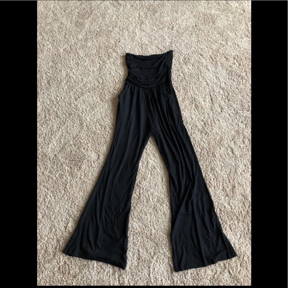 Tube Top Long Wide Leg Rayon Spandex Jumpsuit - Picture 6 of 6